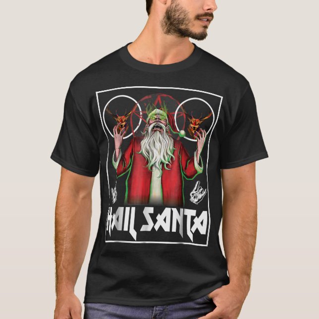 Camiseta Navidades feos Metalizado pesados de Hail Santa Sl (Anverso)