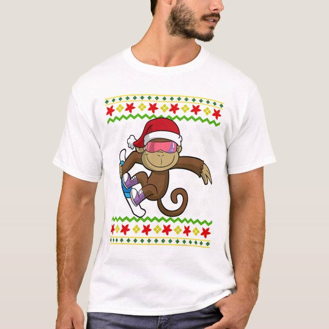 Camiseta Navidades feos Mono Snowboard Snowboard Snowboard  (Anverso)