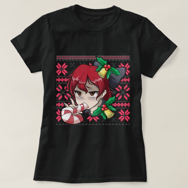 Camiseta Navidades feos Otaku Ahegao Ecchi Etchi Lewenta He (Diseño del anverso)