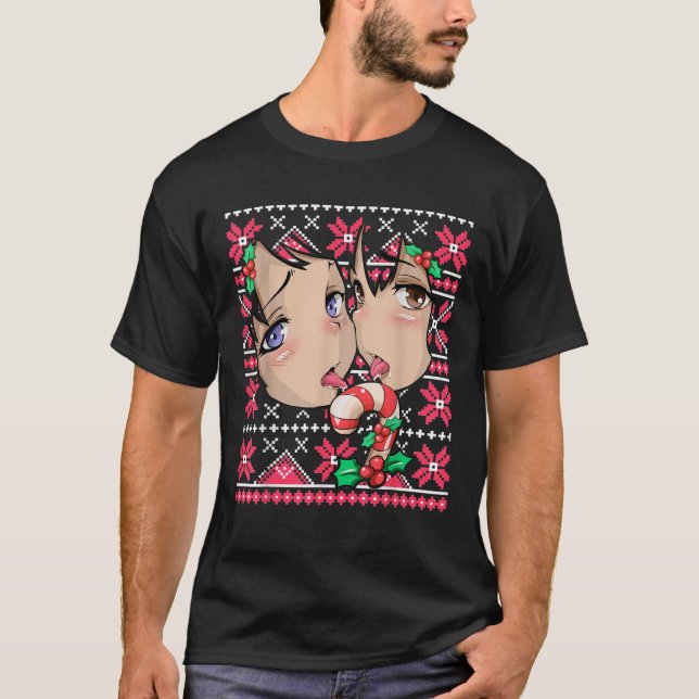 Camiseta Navidades feos Otaku Ahegao Ecchi Etchi Lewenta He (Anverso)