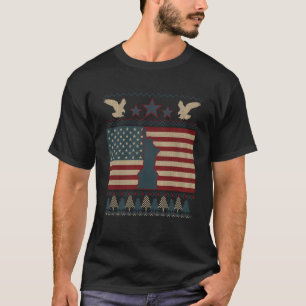 Camiseta NAVIDADES feos patrióticos de la bandera de Estado