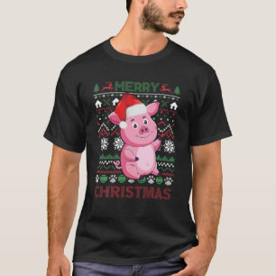 Camiseta Navidades feos Pot Bellie Pig Santa Hat