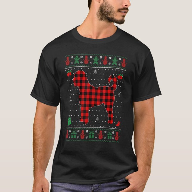 Camiseta Navidades feos Red Plaid Goldendoodle Dog Matchin (Anverso)