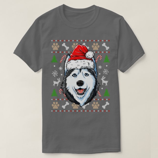 Camiseta Navidades feos siberianos Santa Hat Xmas Dog B (Diseño del anverso)