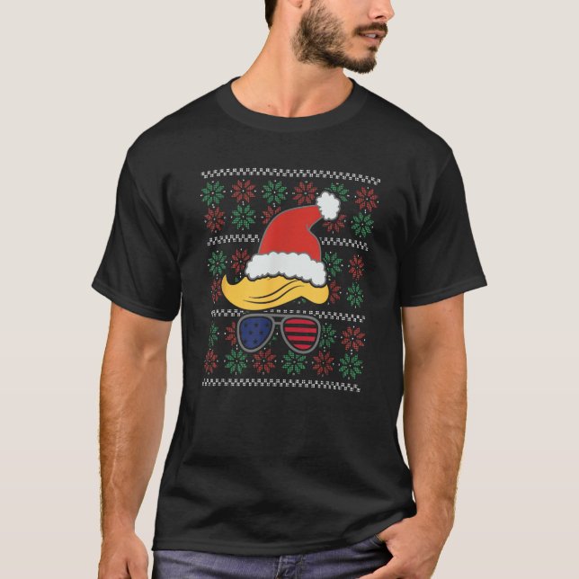 Camiseta Navidades feos sudan a Trump Hair Santa Hat (Anverso)