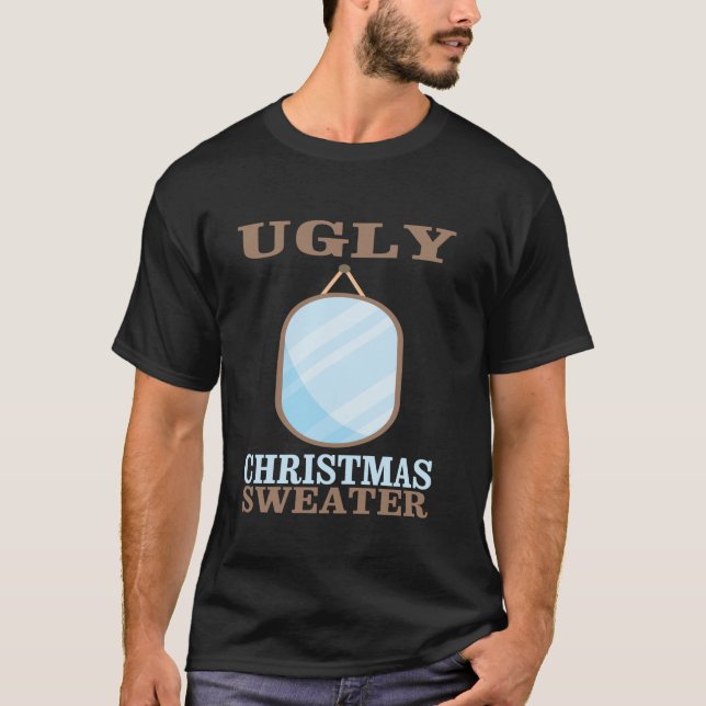 Camiseta Navidades feos sudan con espejo gráfico gracioso X (Anverso)
