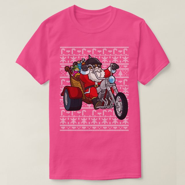 Camiseta Navidades feos sudan en motocicleta de Santa Claus (Diseño del anverso)