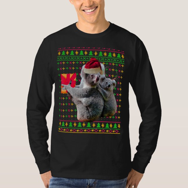 Camiseta Navidades feos sudan Koala Funny Antle Santa Hat (Anverso)