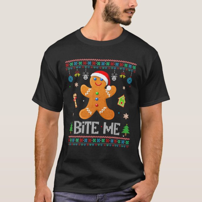 Camiseta Navidades feos sudan morder me Gingerbread Man Cos (Anverso)