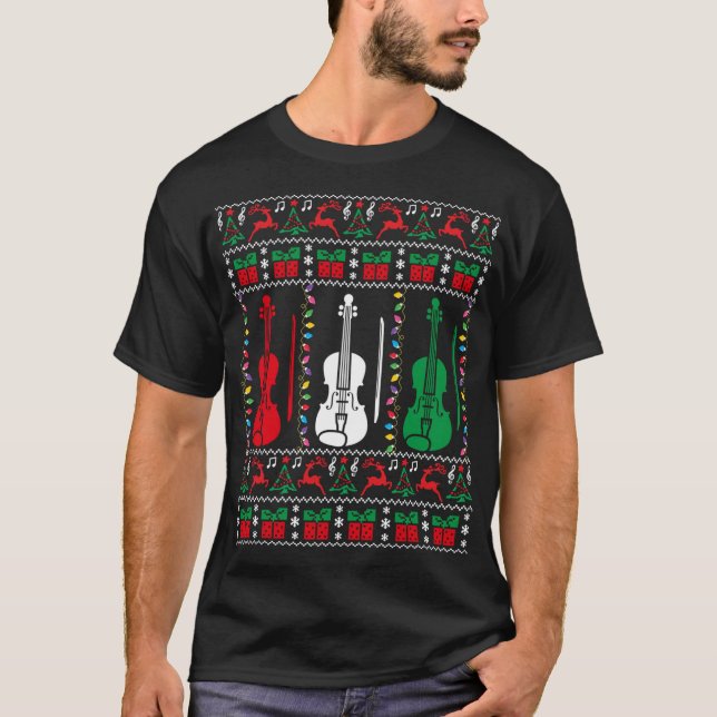 Camiseta Navidades feos violinistas endulzan familia violin (Anverso)