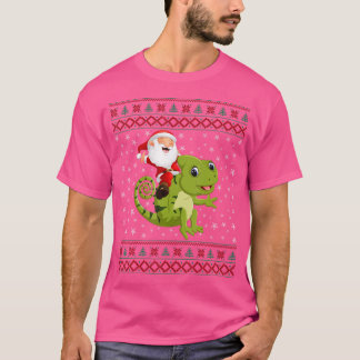 Camiseta Navidades feos y graciosos Santa Riding Chameleon