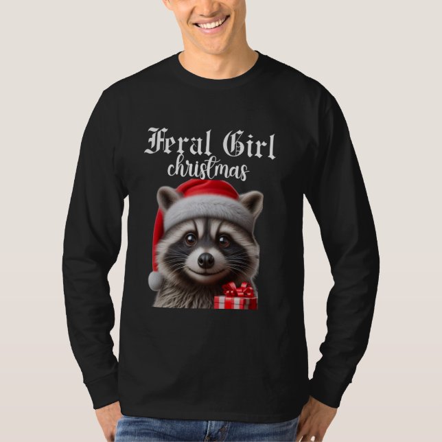 Camiseta Navidades Feral Chica Raccoon (Anverso)