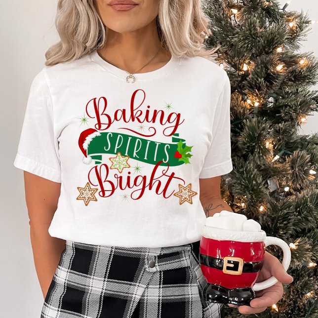 Camiseta Navidades feriados Espíritus de horneado brillante (Christmas Holiday Baking Spirits Bright Festive T-Shirt)