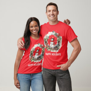 Camiseta Navidades festivos acuarela snowman añadir texto