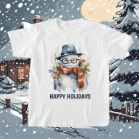 Navidades festivos acuarela snowman añadir texto