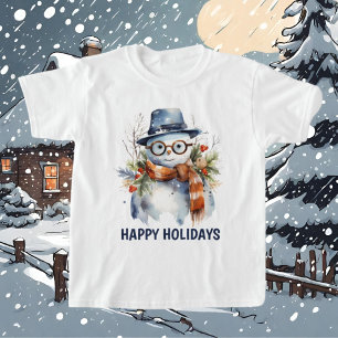 Camiseta Navidades festivos acuarela snowman añadir texto