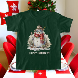 Camiseta Navidades festivos acuarela snowman añadir texto