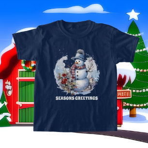 Camiseta Navidades festivos acuarela snowman añadir texto