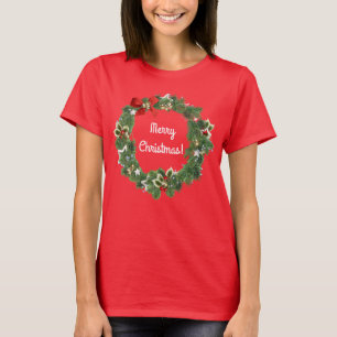 Camiseta Navidades festivos bonito arte de guirnalda
