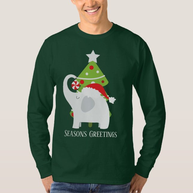 Camiseta Navidades festivos elefante blanco añaden texto (Anverso)