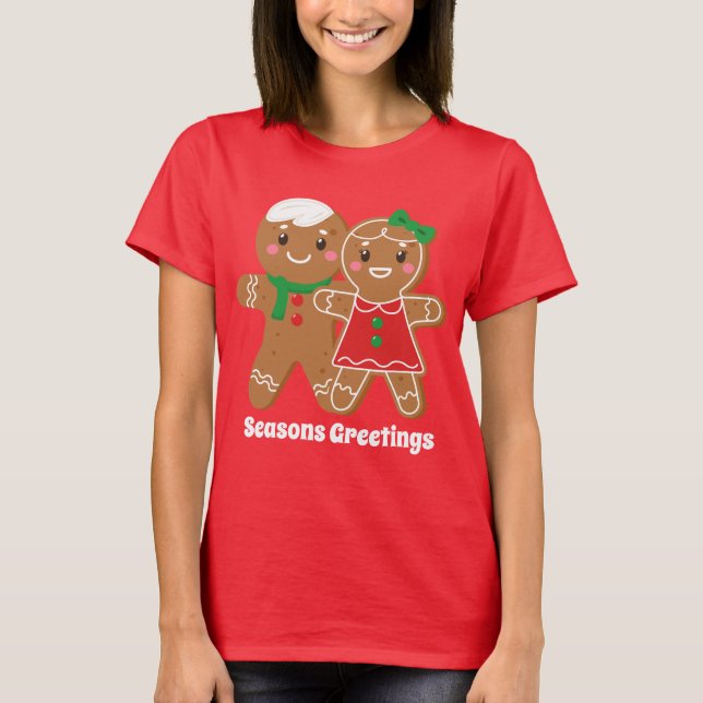 Camiseta Navidades festivos pan de jengibre agregar texto (Anverso)