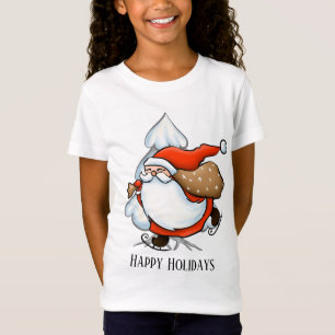 Camiseta Navidades festivos patinando Santa añaden texto