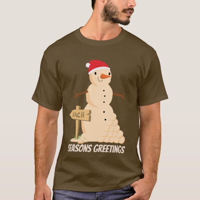 Camiseta Navidades festivos playa de arena muñeca de nieve (Anverso)