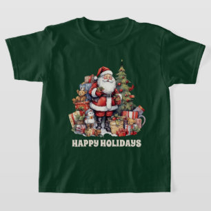 Camiseta navidades festivos Santa agregar acuarela de texto