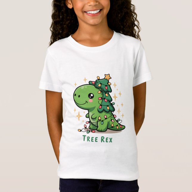 Camiseta Navidades Fiesta de luz de dinosaurios Rex árbol d (Anverso)