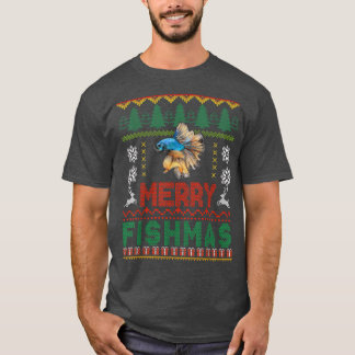 Camiseta Navidades Fish Ugly Swet Betta Pescador Paj