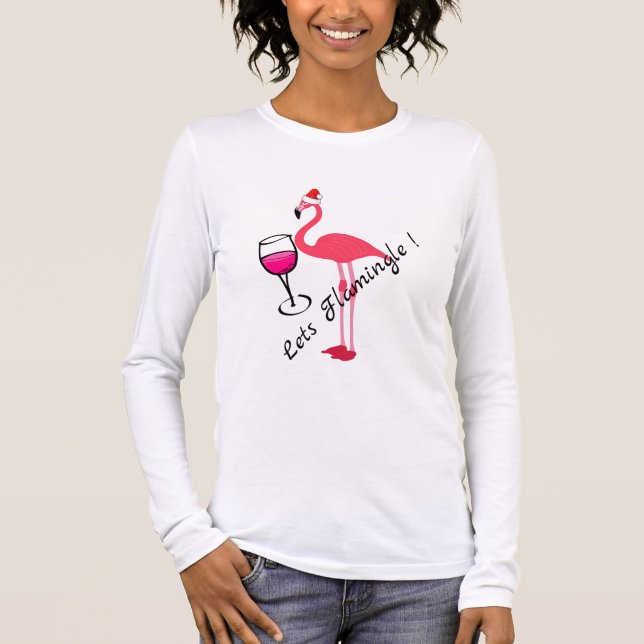 Camiseta Navidades Flamingle divertidos con cócteles de Fla (Anverso)