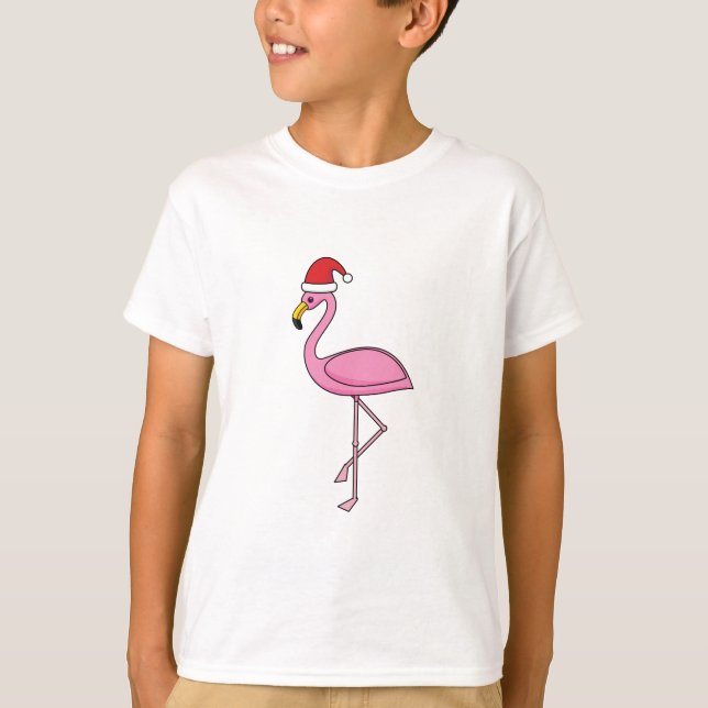 Camiseta Navidades Flamingo con Santa Hat (Anverso)