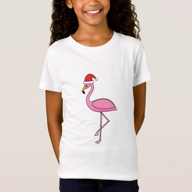 Camiseta Navidades Flamingo con Santa Hat (Anverso)