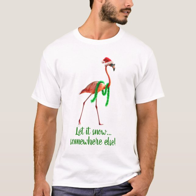 Camiseta Navidades Flamingo en la playa (Anverso)
