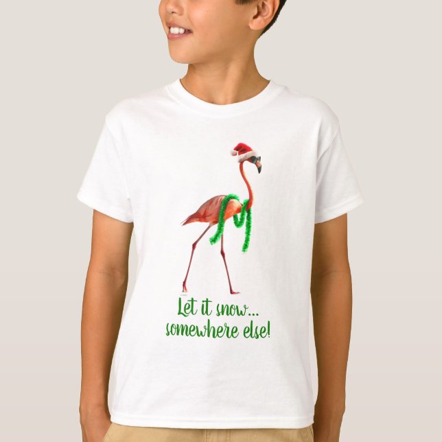 Camiseta Navidades Flamingo en la playa (Anverso)