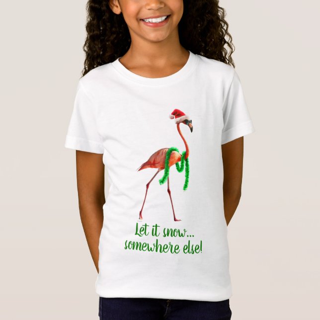Camiseta Navidades Flamingo en la playa (Anverso)