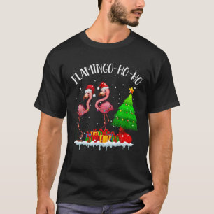 Camiseta Navidades Flamingo Ho Ho Funny Flamingo Encende Xm