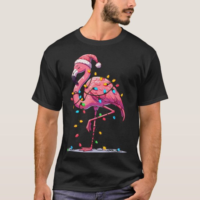 Camiseta Navidades Flamingo Lover Santa Xmas Mujeres Hombre (Anverso)