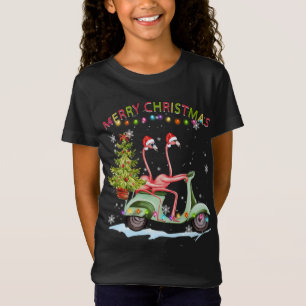 Camiseta Navidades Flamingo Motorcycle Xmas Luces Merry Ch
