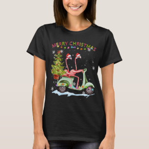 Camiseta Navidades Flamingo Motorcycle Xmas Luces Merry Ch