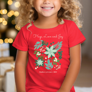 Camiseta Navidades florales cutáneos Fiesta rojo