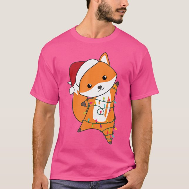 Camiseta Navidades Fox Animales Lámparas De Hadas Para Chri (Anverso)