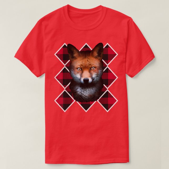 Camiseta Navidades Fox Red Plaid Pattern Santa Claus T-Shir (Diseño del anverso)