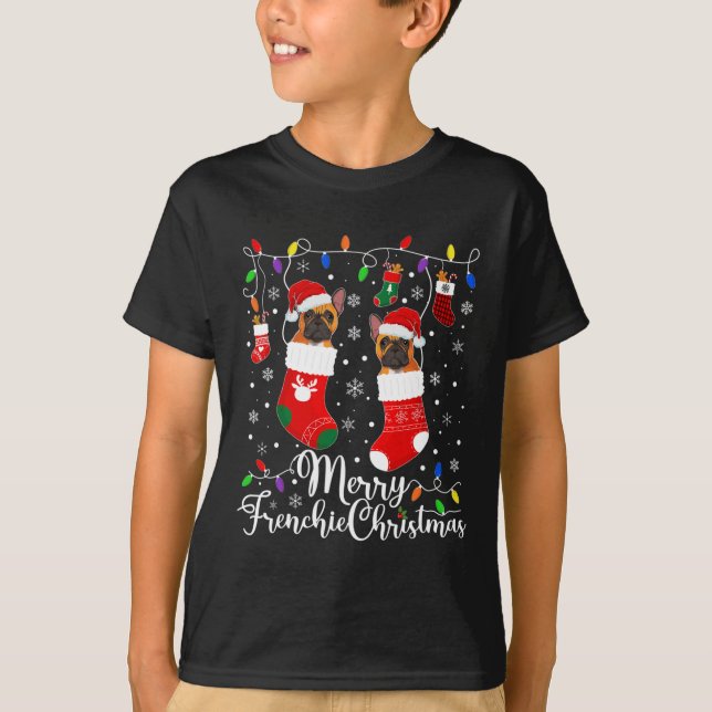 Camiseta Navidades franceses Bulldog Navidad Fiesta 1 (Anverso)