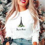 Camiseta Navidades franceses de Joyeux Noel con Torre Eiffe<br><div class="desc">Esta elegante camisa de vacaciones dice "Joyeux Noël" en la tipografía francesa moderna,  y tiene una imagen de la Torre Eiffel rodeada de ramas de pino y conos de pino para un toque más Navidad. Hemos usado arte de LABFcreations.</div>