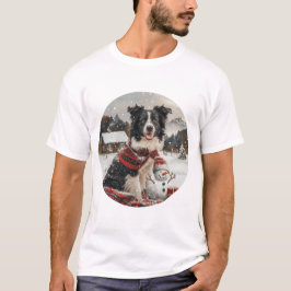 Camiseta Navidades Fronteriza Perro de Collie Snowman