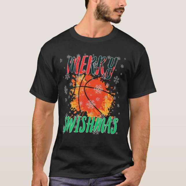 Camiseta Navidades Funny Básquetbol Merry Swishmas Santa Xm (Anverso)
