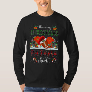 Camiseta Navidades Funny Rugby Ball Santa Hat ilumina el de