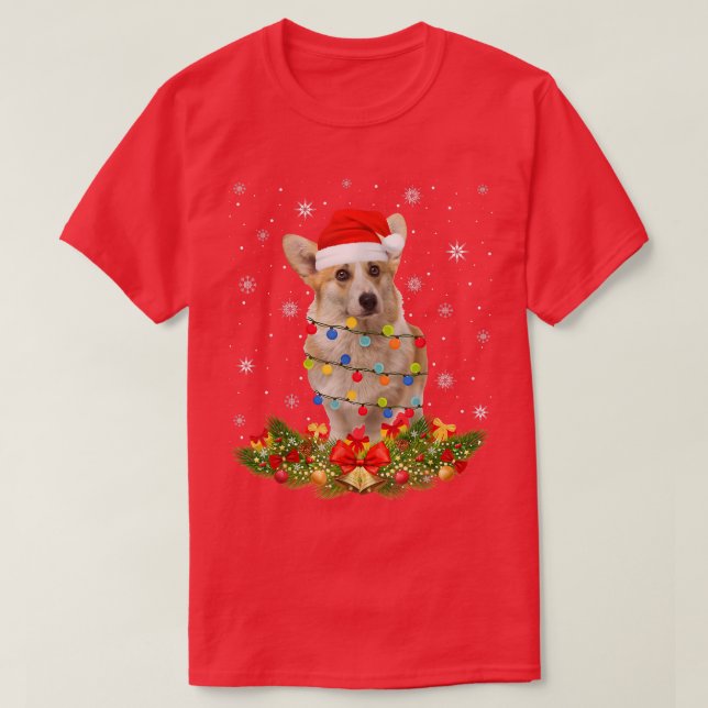 Camiseta Navidades galeses de Corgi iluminan a amante de pe (Diseño del anverso)