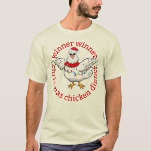 Camiseta Navidades ganadores Cena de pollo divertido